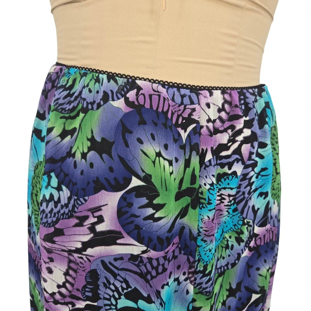 Notations Butterfly Print Maxi Skirt Womens M Colorful Boho Chiffon Casual n‎